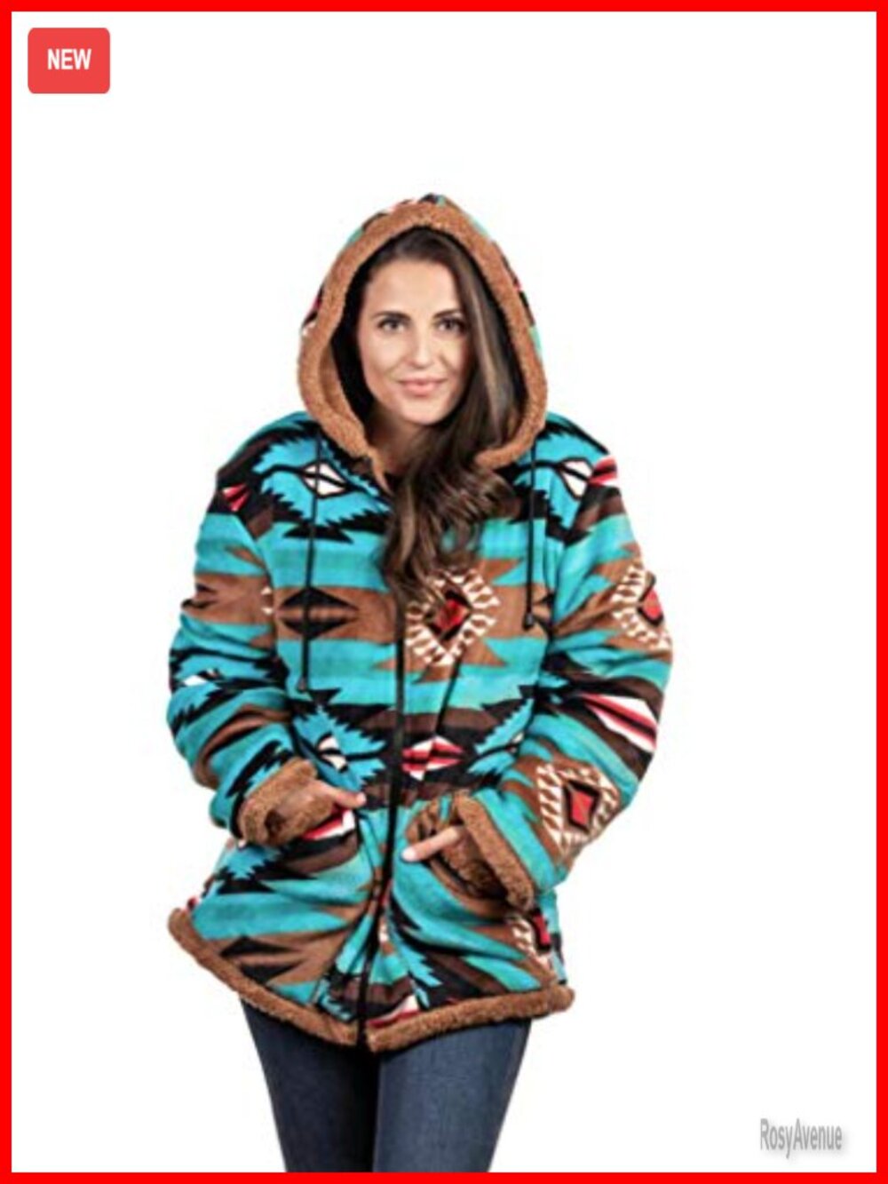 Sherpa Lined Hooded Plaid Zip-Up Fleece Jacket